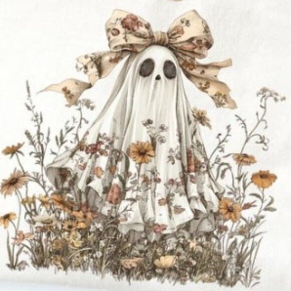 Cute Ghost in Wildflowers Shirt, Spooky Fall Aesthetic Tee - Picture 2 of 4